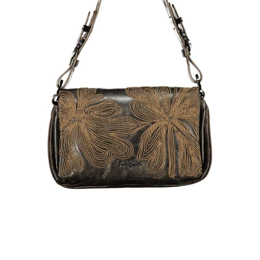 Desigual Brown Polyurethane Women's Bag with Embroidery and Magnet Women's
